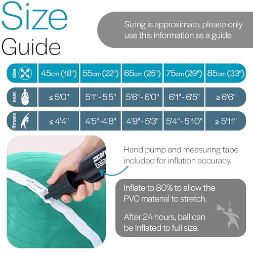 Stability Exercise Ball for Yoga & Fitness - 23-26in | Teal