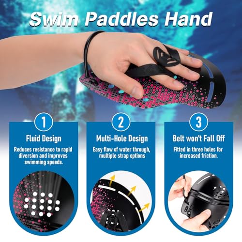 Curved Swim Hand Paddles - Medium Pink, Upper Body Strength Training