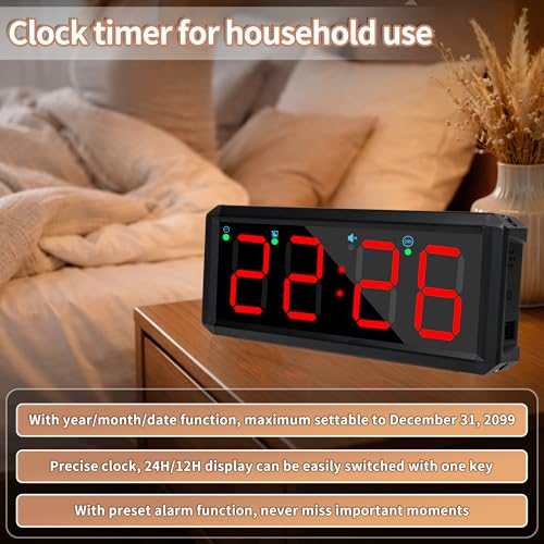 Multifunctional Gym Timer with Adjustable LED Display - 4-Digit Stopwatch