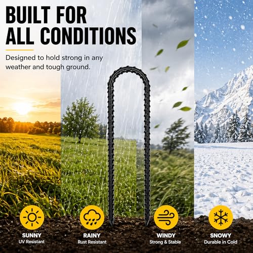 Heavy Duty Trampoline Anchor Stakes - 12 Inch U-Shaped, 8 Pack