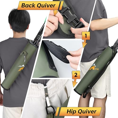 Archery Arrow Quiver with Shoulder Belt - Green