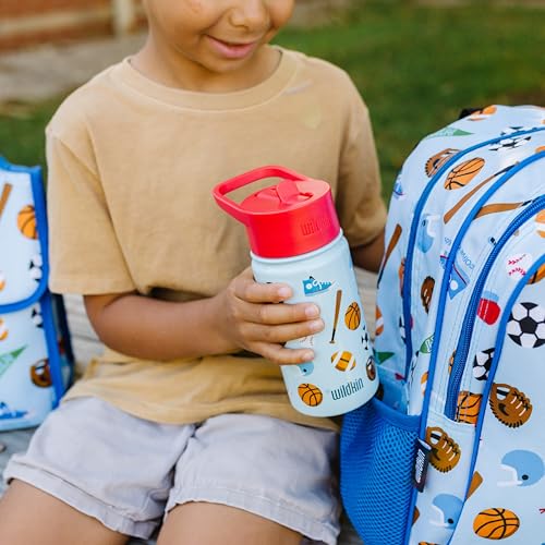 Wildkin Kids Stainless Steel Water Bottle 14oz Game On – Vacuum Insulated, Durable, Kid-Friendly