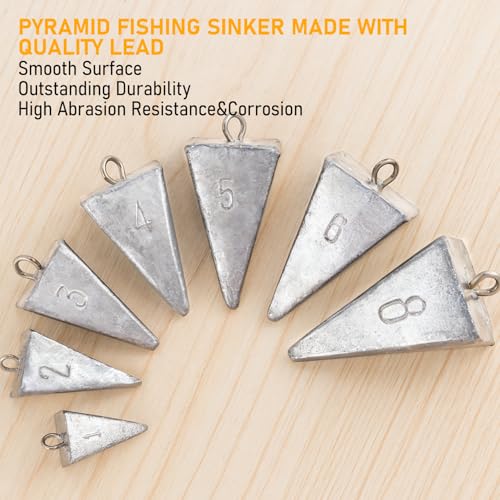 Dr.Fish Pyramid Lead Sinkers 4oz 5 Pack Saltwater & Freshwater Fishing Weights