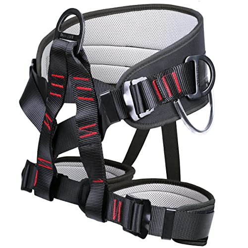 Adjustable Half-Body Climbing Harness Safety Belt with 4 Gear Hooks, 25kN, 300kg