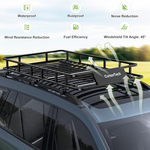Heavy Duty Roof Basket Cargo Rack - 64" x 39" - Black