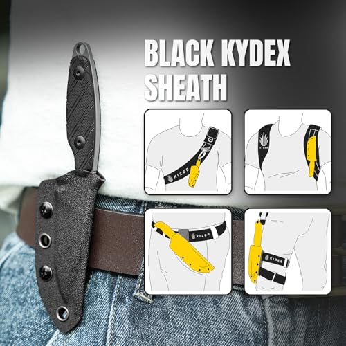 Kizer Muskrat Fixed Blade Knife Black G10 Handle, D2 Steel, EDC Hunting