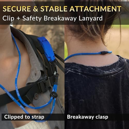 120dB Loud Blue Emergency Whistle - 2-Pack with Lanyard