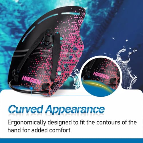 Curved Swim Hand Paddles - Medium Pink, Upper Body Strength Training