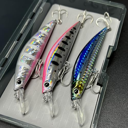 Proaovao 4.13'' 0.92oz Bionic Fishing Lures Set for Bass & Perch - Heavy Sinking Wobblers