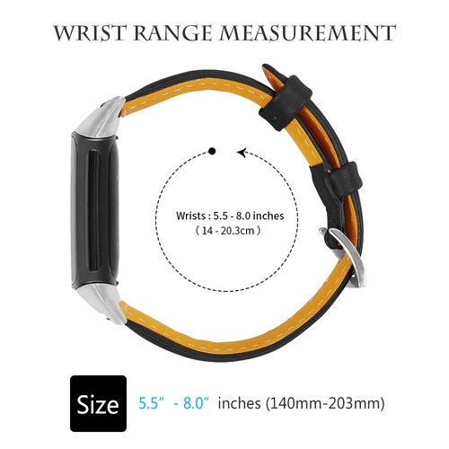 Uzviyo Compatible for Fitbit Charge 5 Watch Bands, Elegant Narrow Leather Strap Wristband with a HD Screen Protector, Soft Bracelet Replacement for Fitbit Charge 5 for Women (Black)
