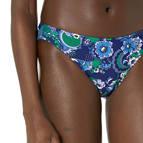 Full Coverage Low Rise Bikini Swimsuit Bottom - X-Large Deep Blue Paisley