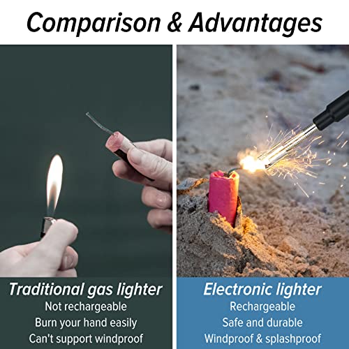 Kungsana Black Rechargeable Long Arc Lighter with Retractable 27.55in Flexible Neck