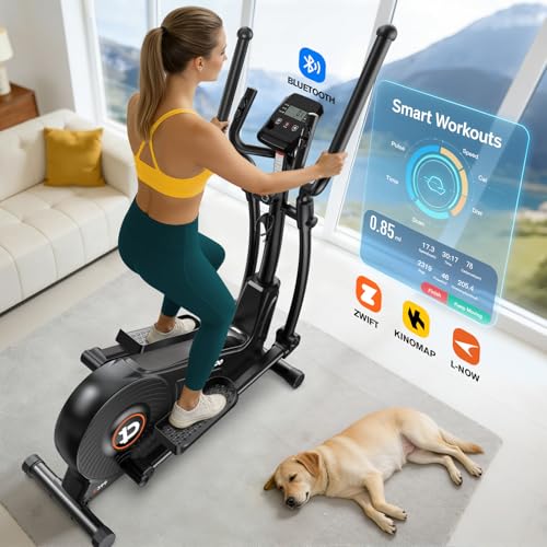 Elliptical Machine with 16-Level Resistance & Quiet Drive - 15.5IN Stride Black