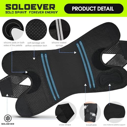 Knee Brace with Side Stabilizers - Adjustable Compression Support - Black, Large