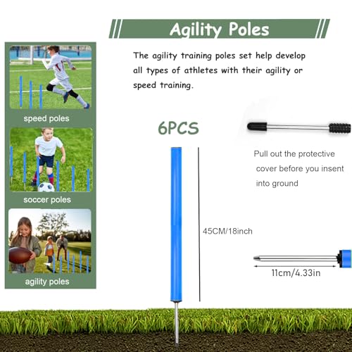 Agility Ladder Training Set - 20ft Ladder, 6 Poles, 8 Cones