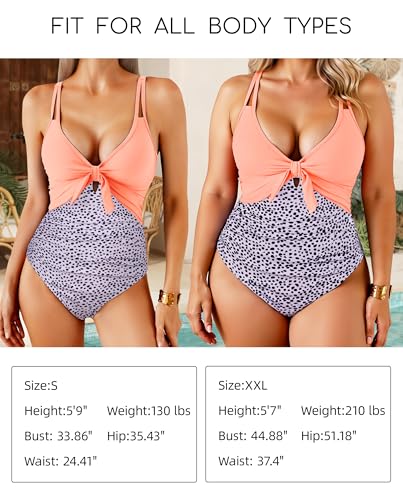 Women's One Piece Swimsuit with Tummy Control and Tie Knot
