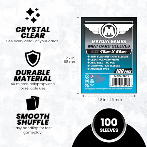 Mini Board Game Card Sleeves 45x68mm - 100 Pack Clear Protectors