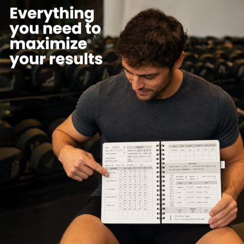Prazoli 7-in-1 Workout Journal for Men - Red | All-in-One Fitness Log, Nutrition & Goals Tracker