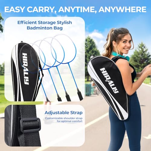 4 Player Badminton Racket Set with 12 Birdies & Carrying Bag
