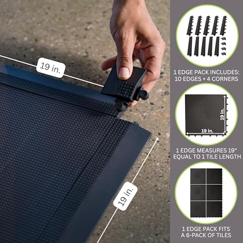 Interlocking Floor Tile Edge & Corner Trim - 10 Edges & 4 Corners