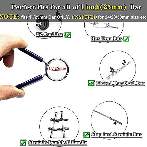 1-Inch Barbell Spring Clip Collars - 2 Pack for Weightlifting