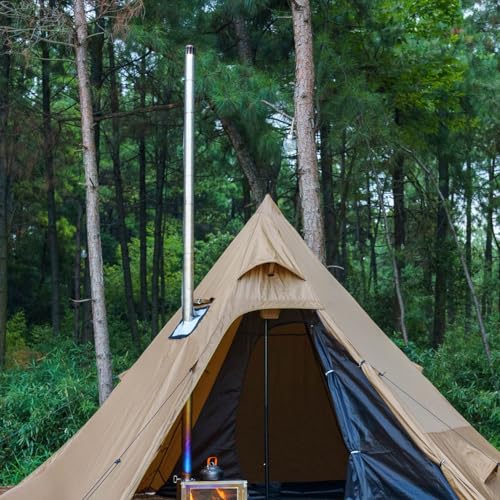 SoloWilder 9.4 x 9.4 Inch DIY Hot Tent Stove Jack with Rain Flap - Fireproof Camping Accessory