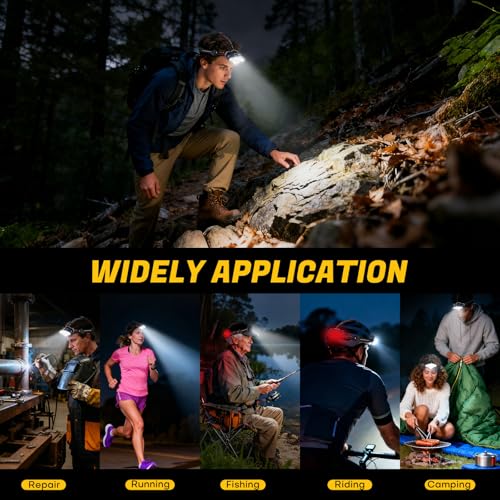MIOISY Rechargeable LED Headlamp Black - Super Bright, 8 Modes, Adjustable, Waterproof