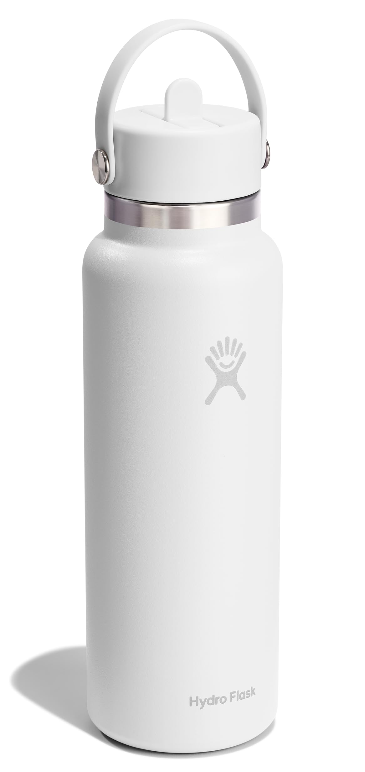 Hydro Flask Water Bottle - Insulated Stainless Steel - Wide Straw Lid, Non Spill, Leakproof in 40 Oz Tonal White