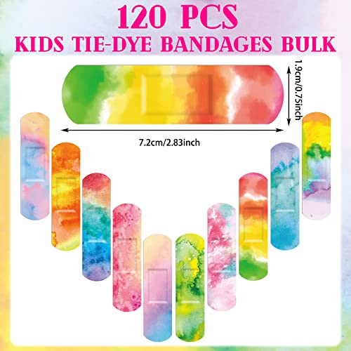 120 Pcs Kids Waterproof Tie Dye Bandages - Flexible Adhesive Wound Cover