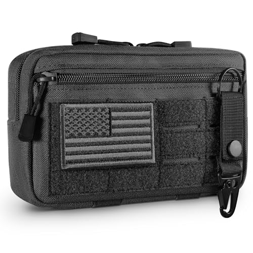 Tactical Molle Admin Pouch - Utility EDC Tool Bag with US Flag Patch