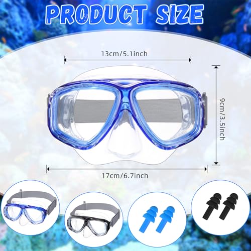 Flutesan Kids Swim Goggles with Nose Cover, 2-Pack, Blue & Black, Waterproof Diving Mask with Earplugs