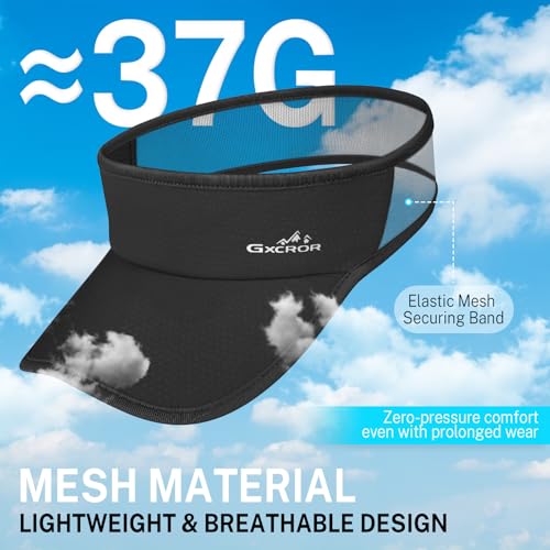 Lightweight Quick-Dry Sun Visor Hat - Black | UPF 50+ for Sports
