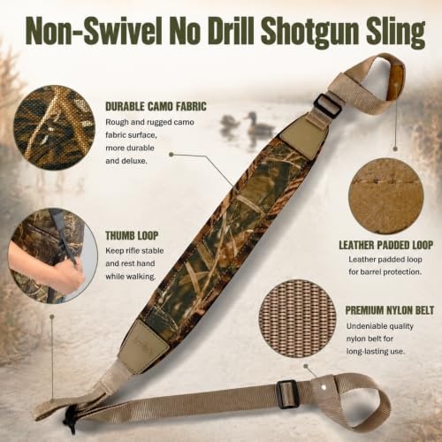 HuntPal Two Point Slip On Shotgun Sling - No Drill, Non-Swivel, Universal
