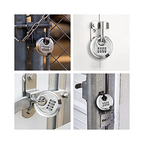 4 Digit Combination Lock, Combination Disc Padlock with Hardened Steel Shackle Combo Padlock for Sheds, Locker, Storage Unit, Gym and Fence (4 Pcs)
