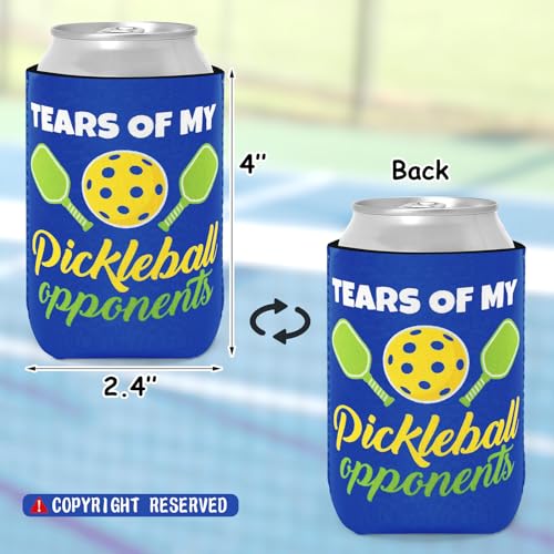 Green & Blue Pickleball Can Coolers 6-Pack Neoprene Bottle Insulators for Party & Gifts
