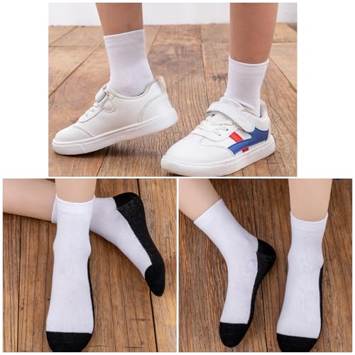 Boys White Crew Socks for Cotton Seamless School Uniform Dress