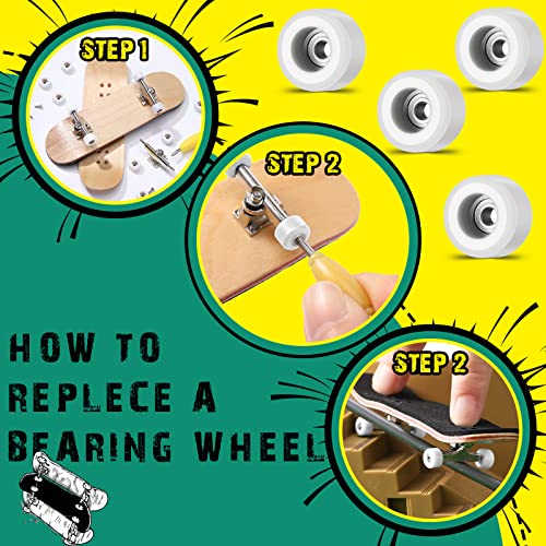 Fingerboard Wheels and Trucks Set - 8 Pcs in White, 34 mm Deck