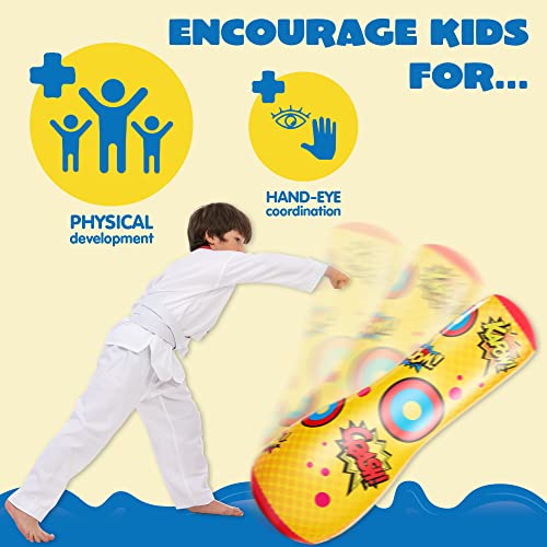Kids Inflatable Punching Bag with Bounce-Back Action - 47 Inch Toy Gift