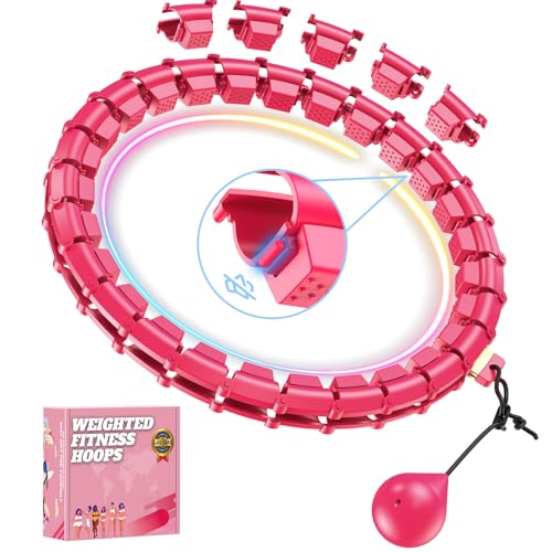 Weighted Hula Hoop for Weight Loss - 32 Detachable Parts, Rosy