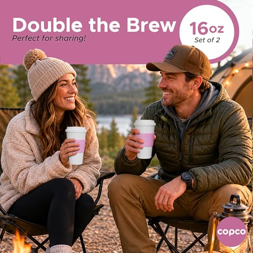 Copco Acadia Travel Mug 16oz Bubble Gum Set of 2 - Half-Close Seal BPA-Free