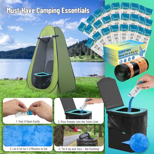 Portable Toilet Waste Bags with Absorbent Gel - Leak-Proof Camping & RV Sanitary Kit