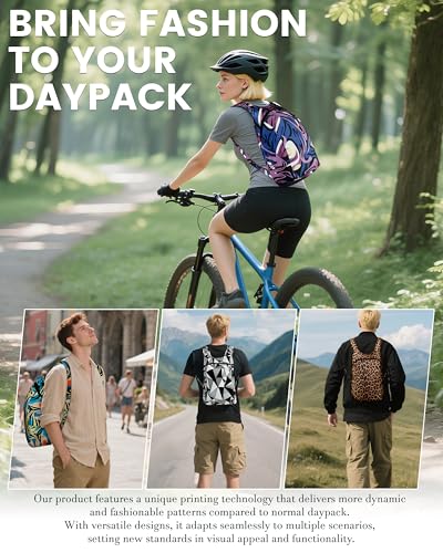 Lightweight Pocket-Sized Hiking Daypack - Blue & Green Swirl