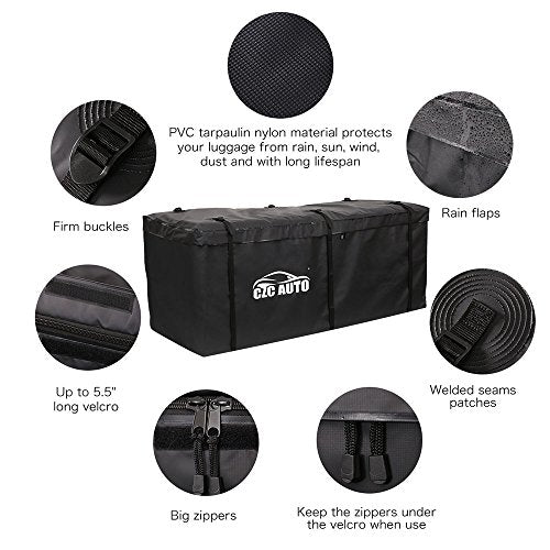 CZC AUTO Black Waterproof Hitch Cargo Carrier Bag 20 cu. ft. SUV Van Truck
