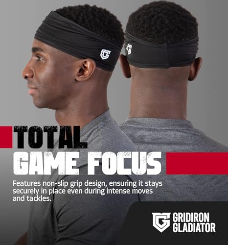 Football Bandana - Skull Headwrap for Men's Workout - Black