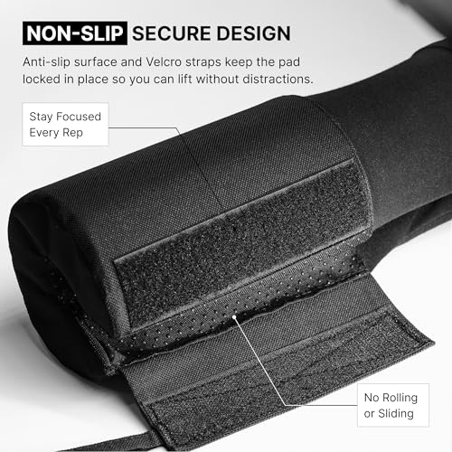 Barbell Pad for Hip Thrusts, Squats & Lunges - Black Covered