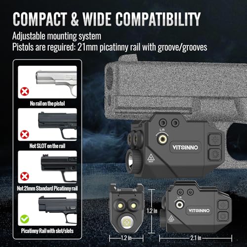 500lm Pistol Light and Blue Green Laser Combo,Slidable Weapon Light and Laser Beam for Guns with Picatinny