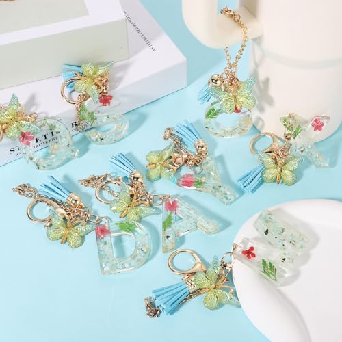 Bottle Chain for Tumbler with Letter A Charm, Butterfly & Tassel - Gold