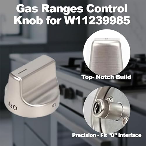 W11239985 Gas Stove Knobs 5PCS, Replaces W11032553 W10850015 W11366438, Compatible with Whirlpool WFG550S0HZ0 WFG550S0LV1 WFG525S0HV1 WFG535S0JV0 WFG550S0HV0 WFG525S0JZ0