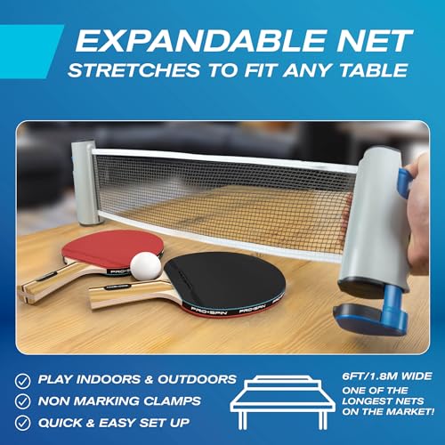Retractable Ping Pong Net - 72" Table Tennis Net with Clamps - 1-Pack Blue