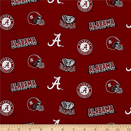 Cotton Broadcloth Fabric by the Yard - Alabama Crimson Tide
